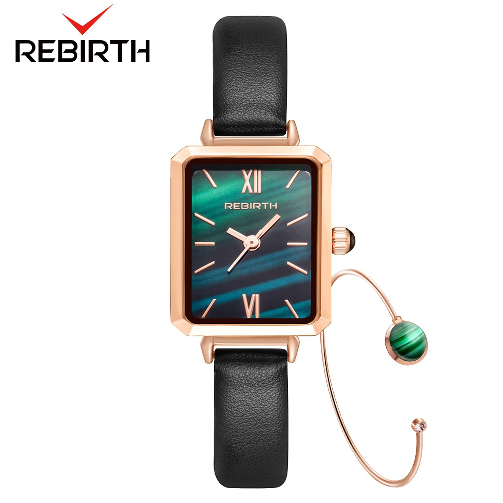 REBIRTH Jam Tangan Wanita Original Anti Air Gelang Jam Tangan Wanita Tali Kulit Jam Tangan Cewek Kec