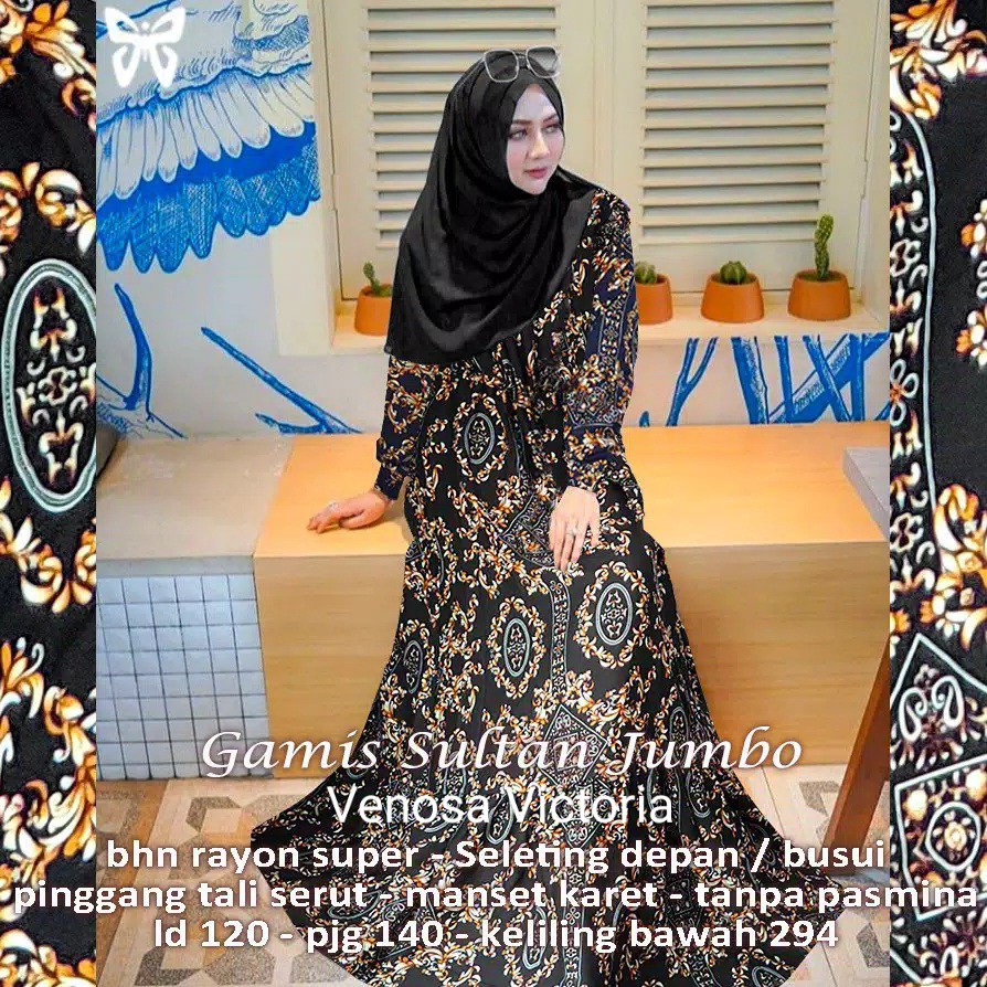 Gamis Wanita Jumbo Motif Mewah Sinta | Baju Muslim Syar'i Gamis Jumbo