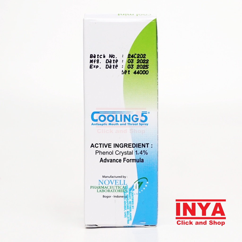 COOLING 5 COOL MINT ANTISEPTIC MOUTH &amp; THROAT SPRAY 15ml - Obat Mulut &amp; Tenggorokan