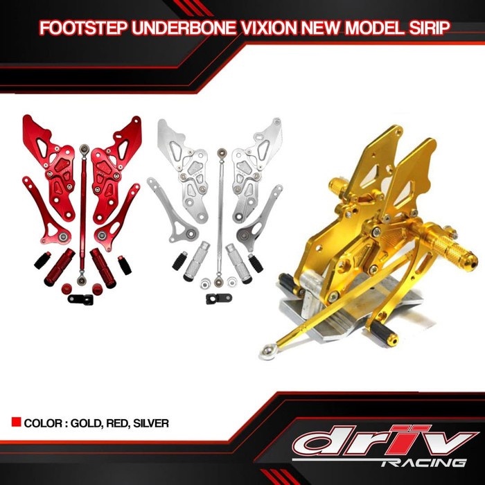 Foot Step Underbone Vixion New cnc red gold silver variasi motor - Kuning