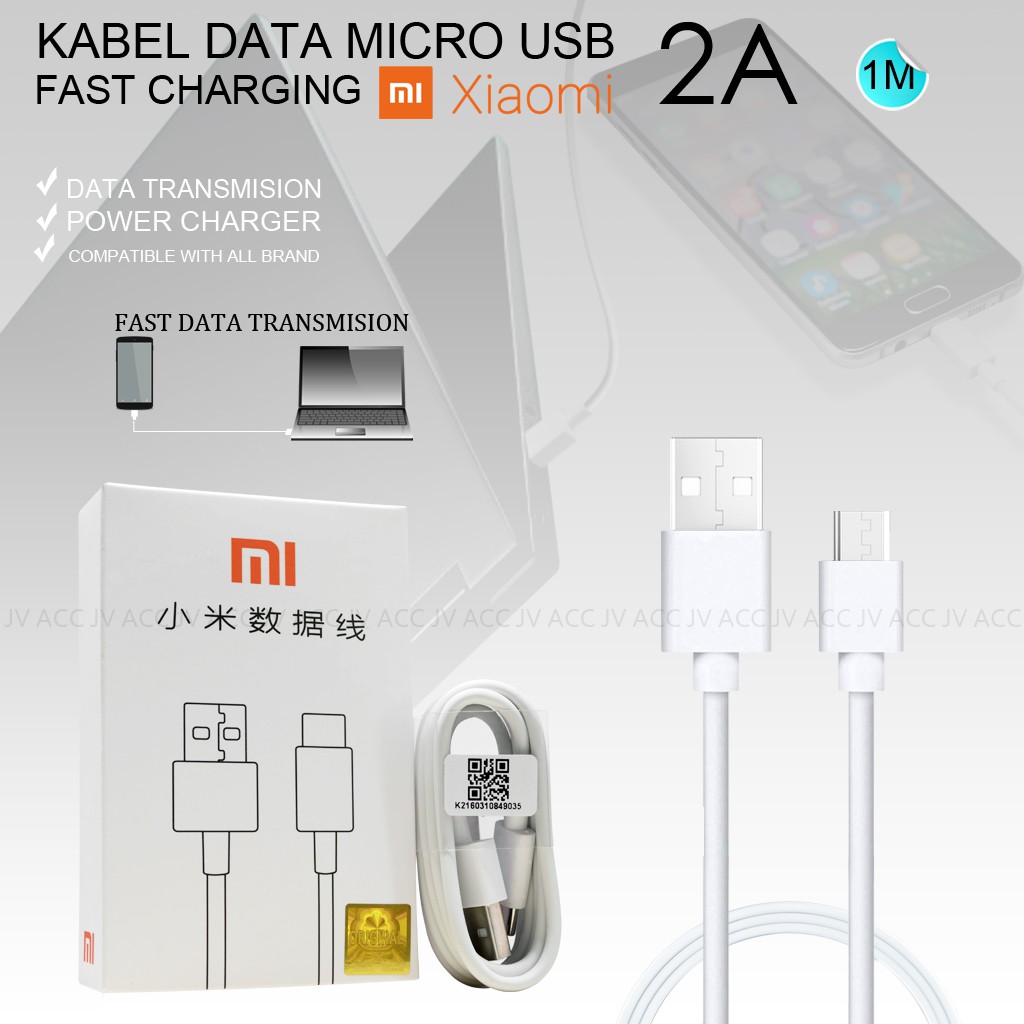 WHITE KABEL DATA MICRO USB 2A ORIGINAL FOR XIAOMI