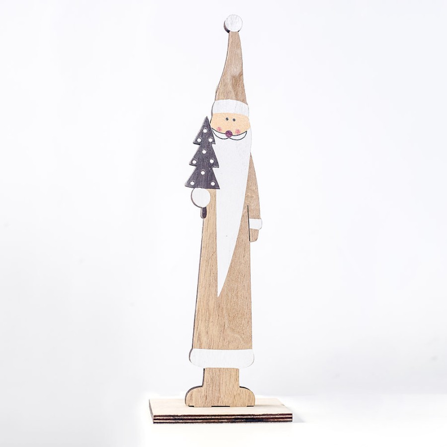 WDCA 30cm wooden kayu pajangan meja santa snowman malam natal dekorasi