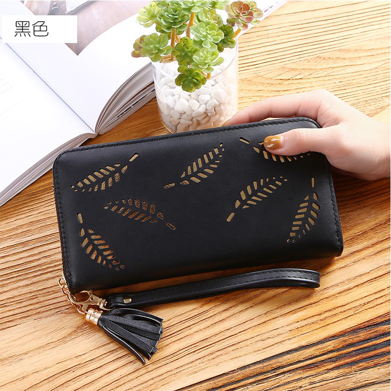 CR 7110 RISCE DOMPET PANJANG MOTIF DAUN IMPORT GANTUNGAN RUMBAI WANITA CEWEK PEREMPUAN JAKARTA BATAM