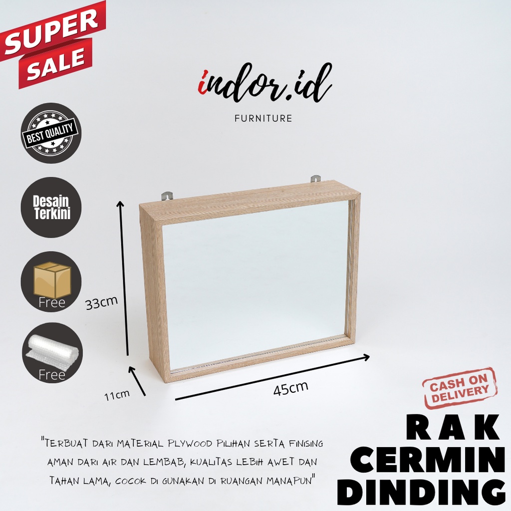 CERMIN RAK Dinding Gantung Minimalis - CERMIN WASTAFEL MURAH - Rak Cermin KOSMETIK - Cermin Milenial