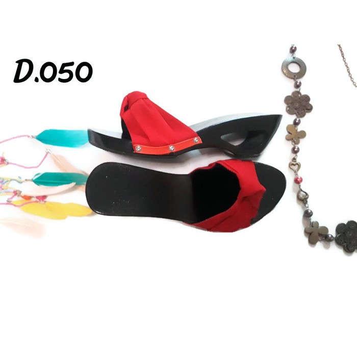 SANDAL KAYU TEPLEK/SANDAL WANITA TERBARU/KELOM GEULIS SLOP MERAH