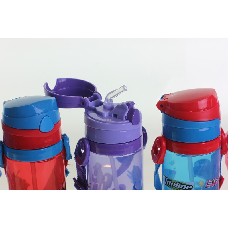 BOTOL MINUM ANAK SEKOLAH UNIK TUMBLER TUTUP PENCET + SEDOTAN KLIP KARAKTER UNICORN / BATMAN / CARS PONNY NX600-1