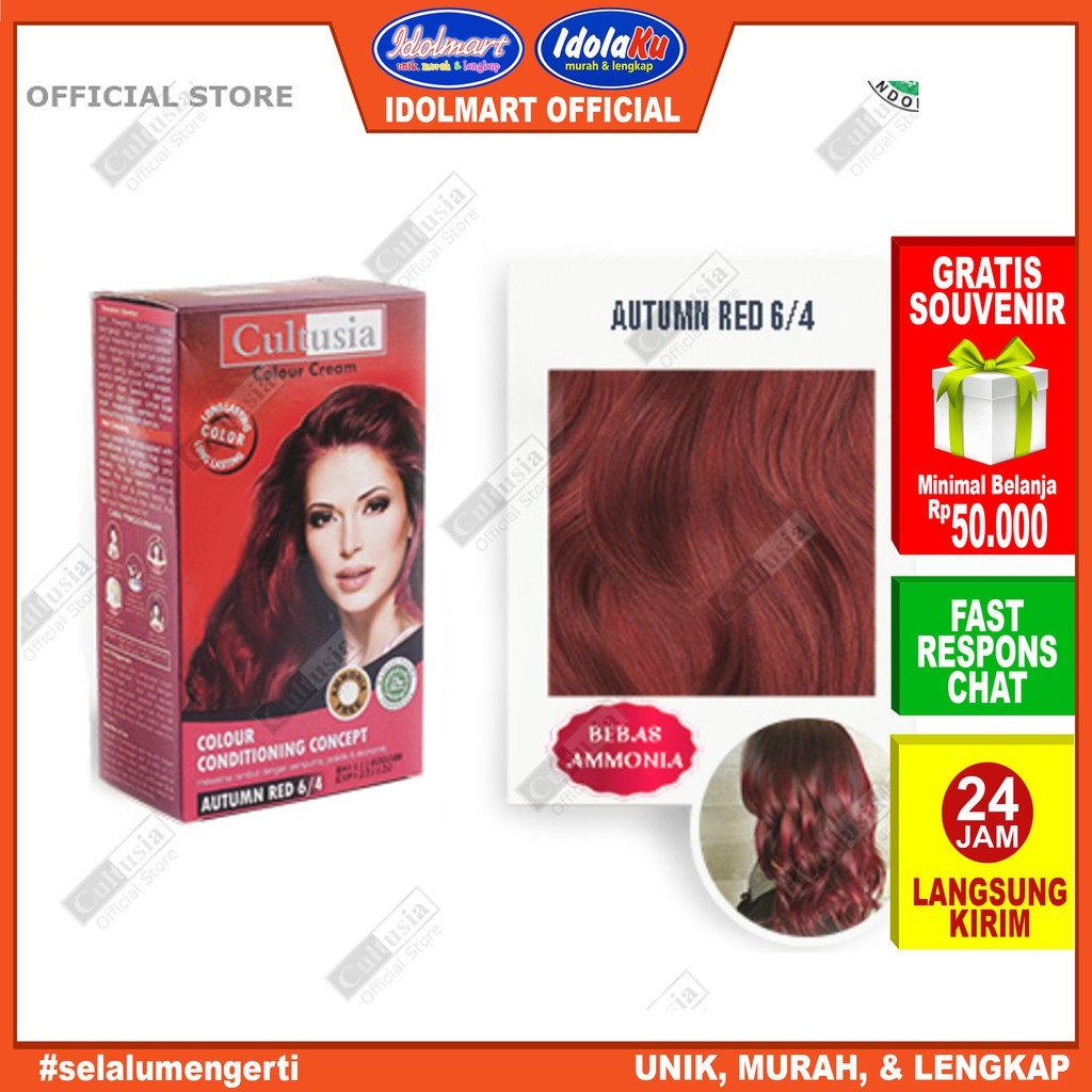 IDOLAKU Pewarna rambut Cultusia Hair Color Autum Red 6/4 30 ML