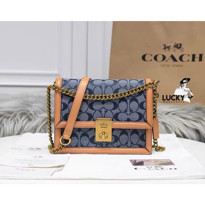 Coach Hutton Shoulder Bag In Signature Chambray - ORIGINAL 100%
