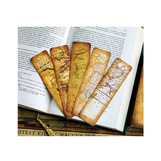 Pembatas buku bookmark edisi world maps retro