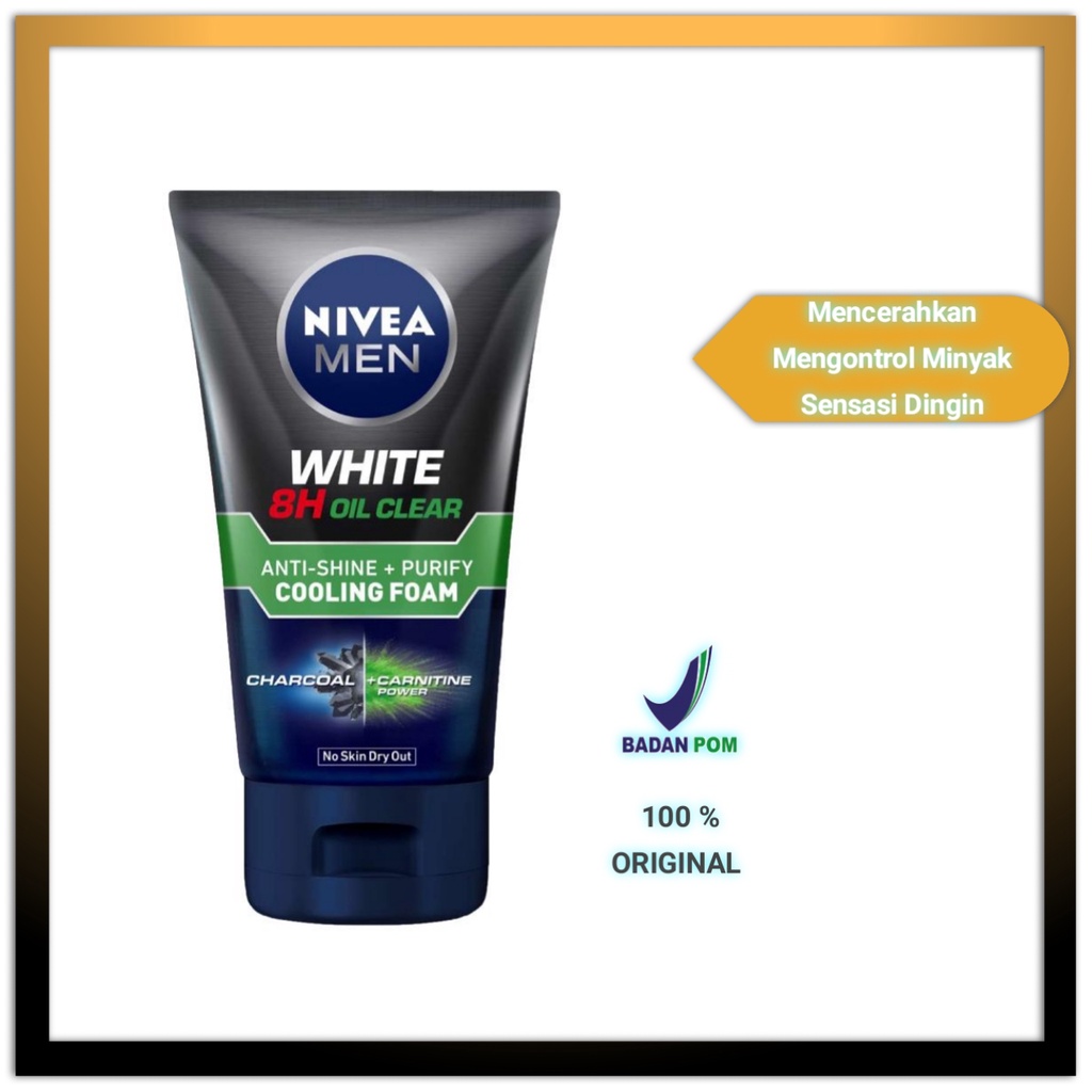 NIVEA MEN Personal Care Men White 8H Oil Clear Anti-Shine + Purify Cooling Foam 50 ml