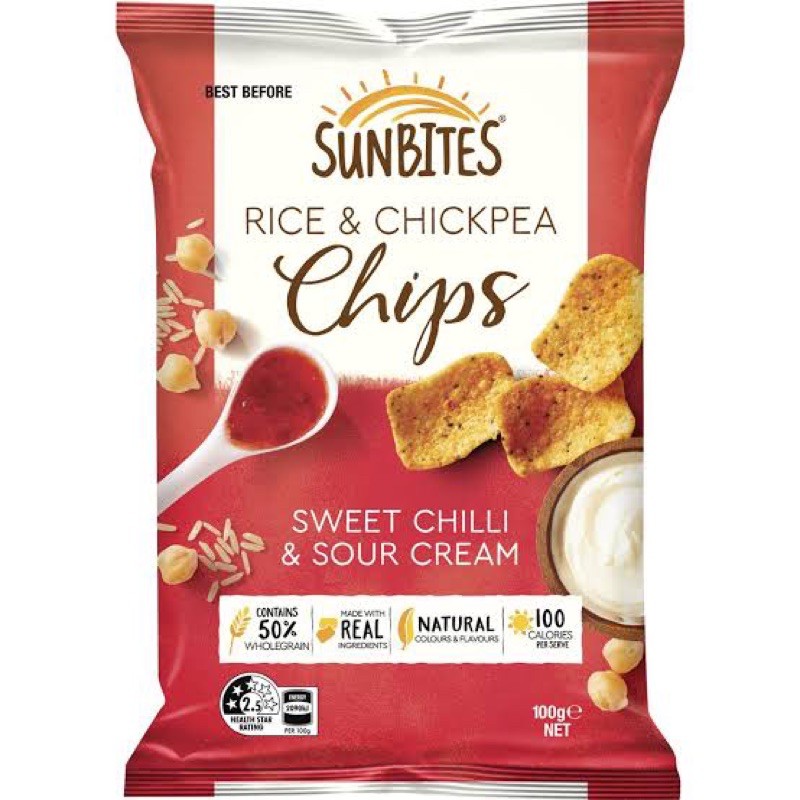Sunbites Rice & Chickpea Chips - sweet chilli & sour cream australia