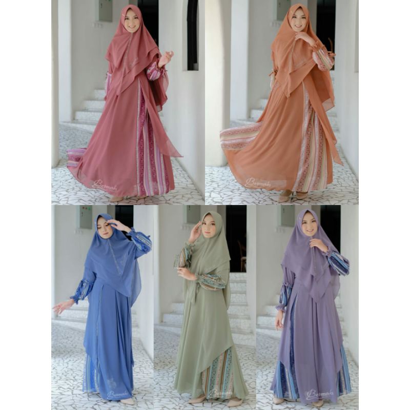[MOHON TANYAKAN STOK SEBELUM ORDER] Marwah Kania ORI by Bermerks Syari | Gamis Motif | Gamis Syari L