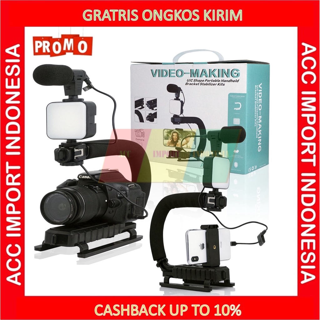 Paket Vlog Vlogger Smartphone Live Kamera Stabilizer Mic LED Youtuber