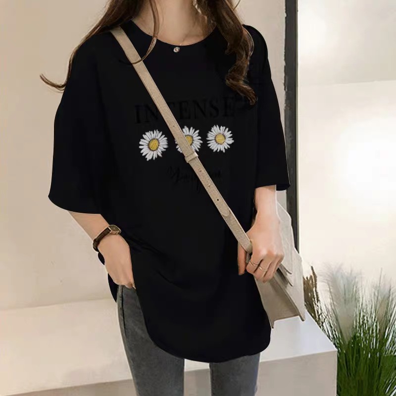 Oversize Tee Tshirt   Wanita Model Longgar Motif Intense Flower