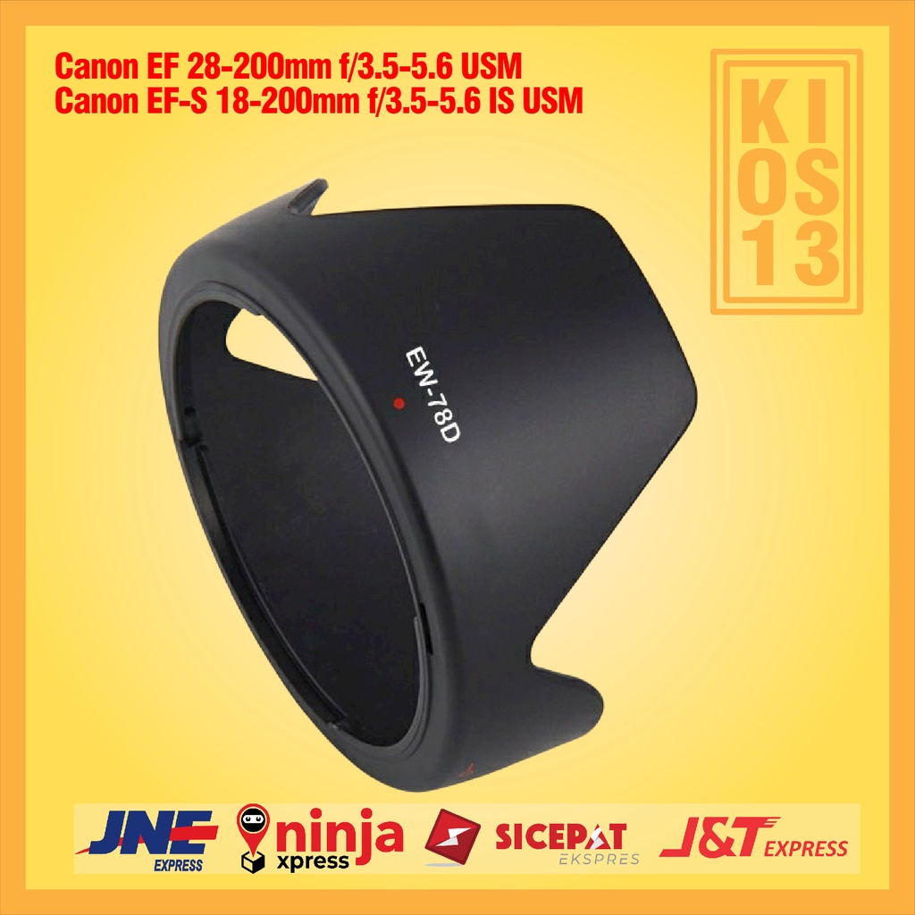 Lens hood EW-78D EW78D 72mm Tudung Lensa Kamera Canon 60D 70D 80D 760D EF 28-200mm f3.5-5.6 EF-S 18-