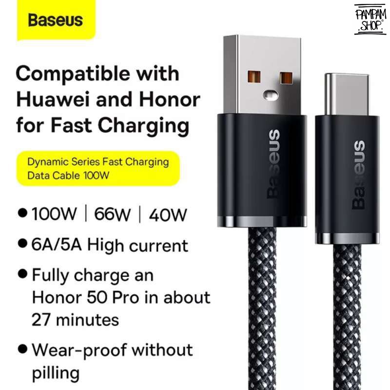 Baseus Original Kabel Data Dynamic Series USB to Type C 100W 6A 5A Super Charge Fast Charging Ori Cable Huawei SuperCharge Honor