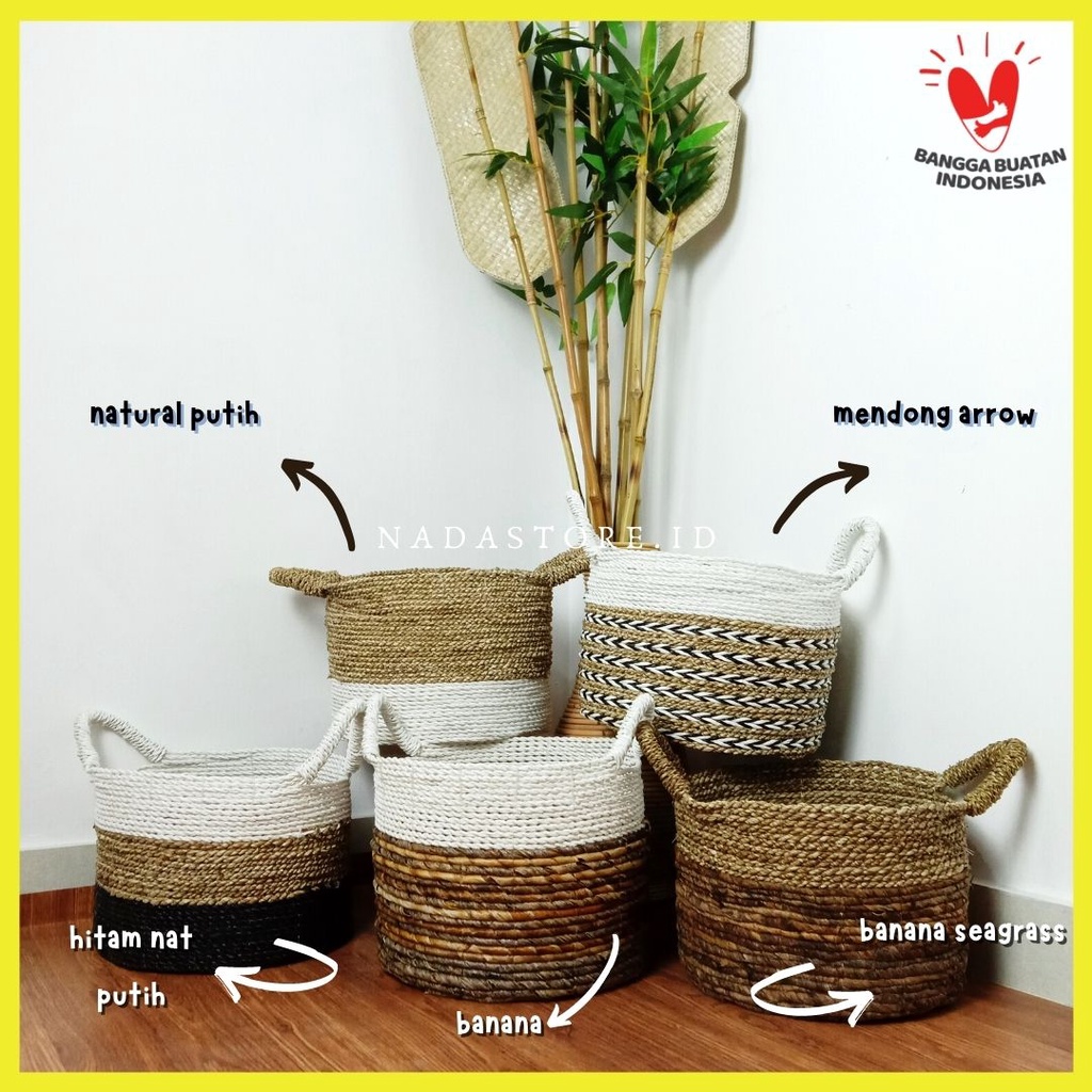 KERANJANG SEAGRASS DIAMETER 30 CM SATUAN / COVER POT SEAGRASS SATUAN