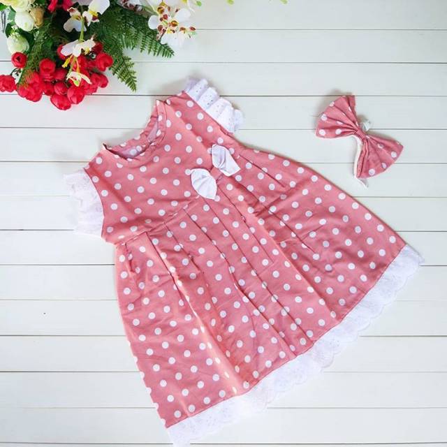  Baju  bayi  Renda  Dress bayi  renda  Dress lucu katun 