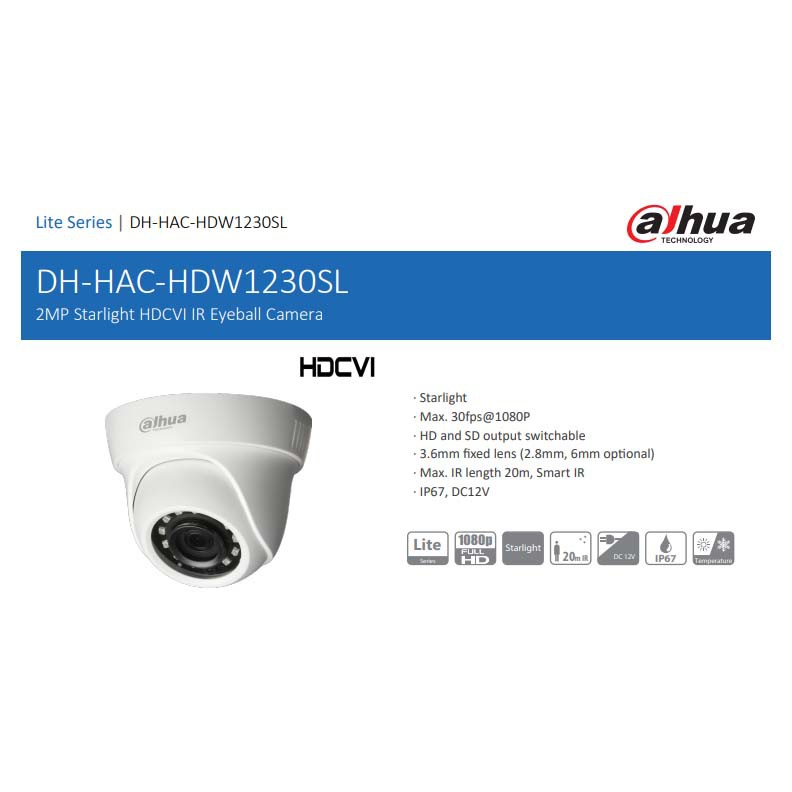 DAHUA HAC-HDW1230SL STARLIGHT INDOOR CAMERA LOW LUX 2MP / GARANSI RESMI 3 TAHUN