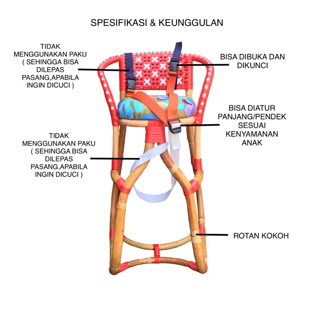 KURSI BONCENG ANAK UNTUK MOTOR MATIC BISA PILIH WARNA MURAH