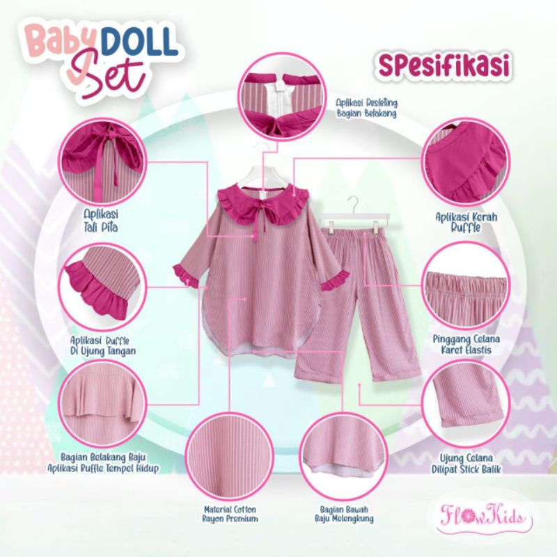 Afsheenastore One Set Baby Doll Setelan Anak Ruffle