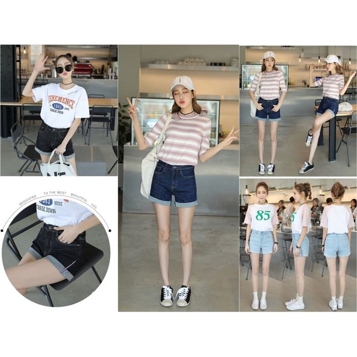 PAJT218020344531 HOT PANTS DENIM CELANA  PENDEK  KOREA 