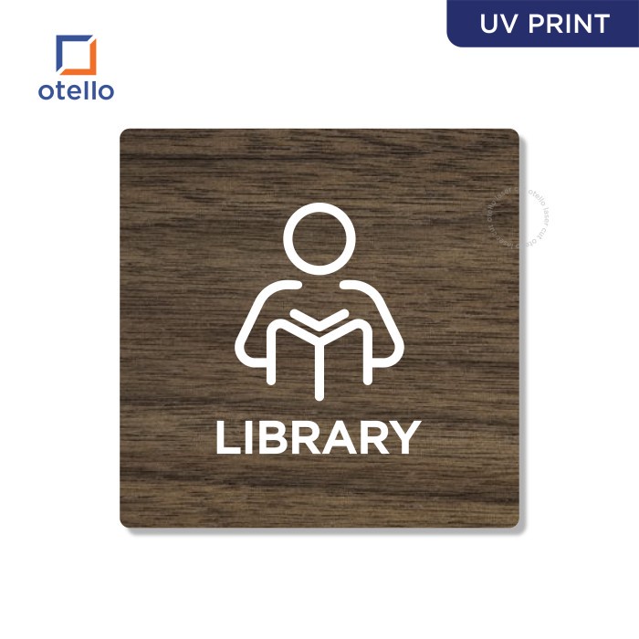 Signage Library Label Hiasan Dinding Kayu Stiker Dekor Perpustakaan