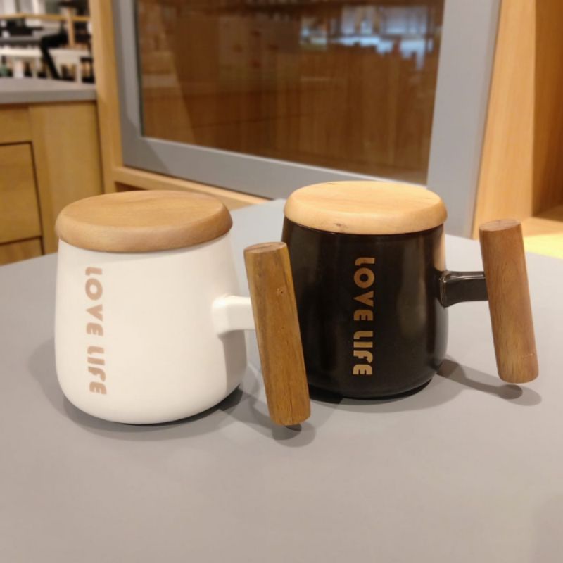 Mug set isi 2 dengan tutup / Appetite Set 2 Pcs Mug Love Life Matte Dengan Tutup / Gelas kopi set / 