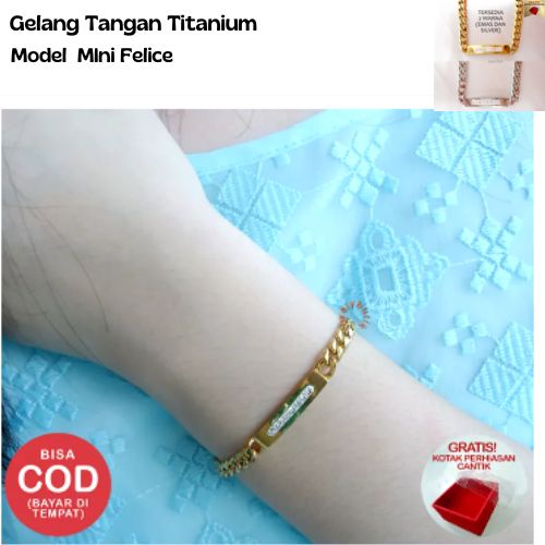 Lovelybutik - Gelang Tangan Wanita Titanium Anti Karat MIni Felice Gelang Korean Style Remaja Terbaru Bonus Kotak Perhiasan