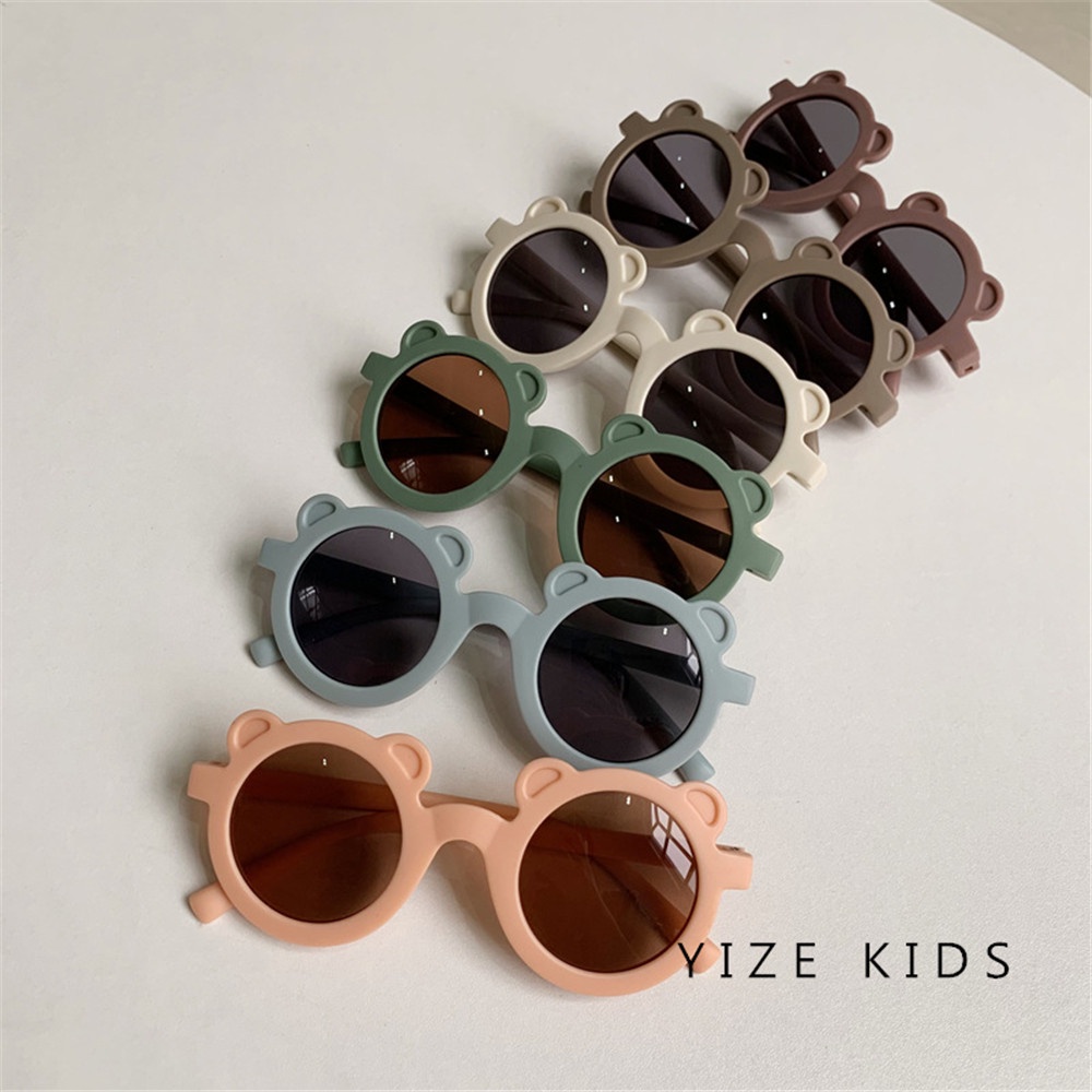 6 Colors Round Frame Bear Children's Sunglasses Cute Candy Color Children's Photo Glasses Trend Baby Sunglasses