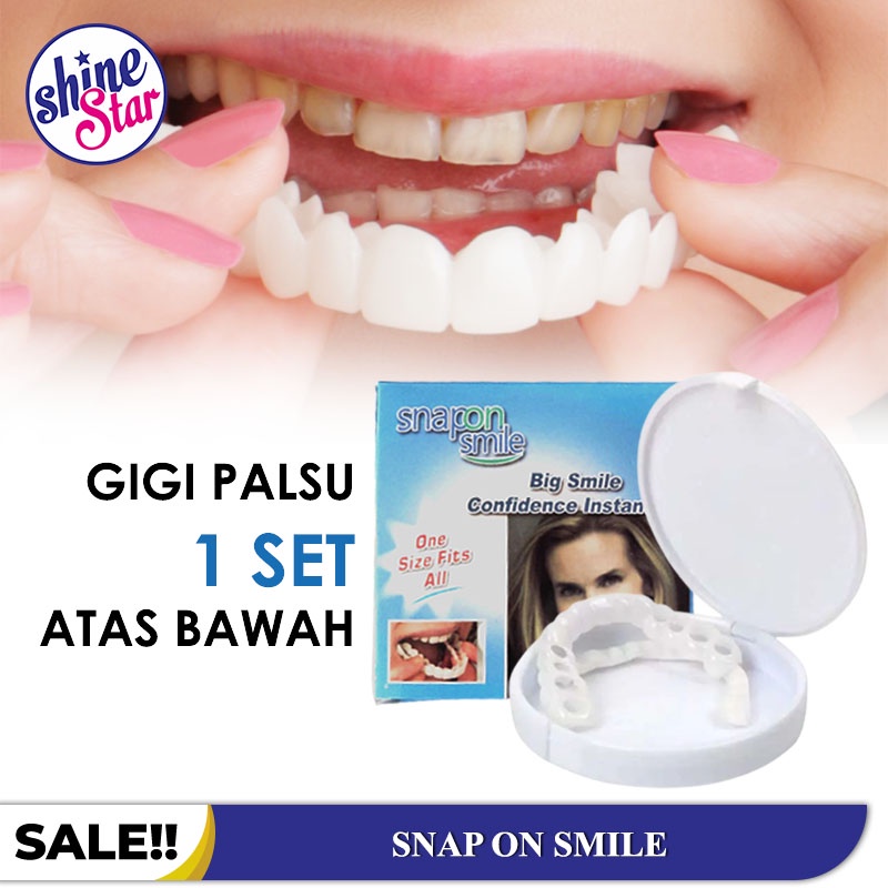 [ BAYAR TEMPAT ] Original 100% Snap On SMILE Sepasang Gigi Palsu Atas Bawah Cabut Pasang