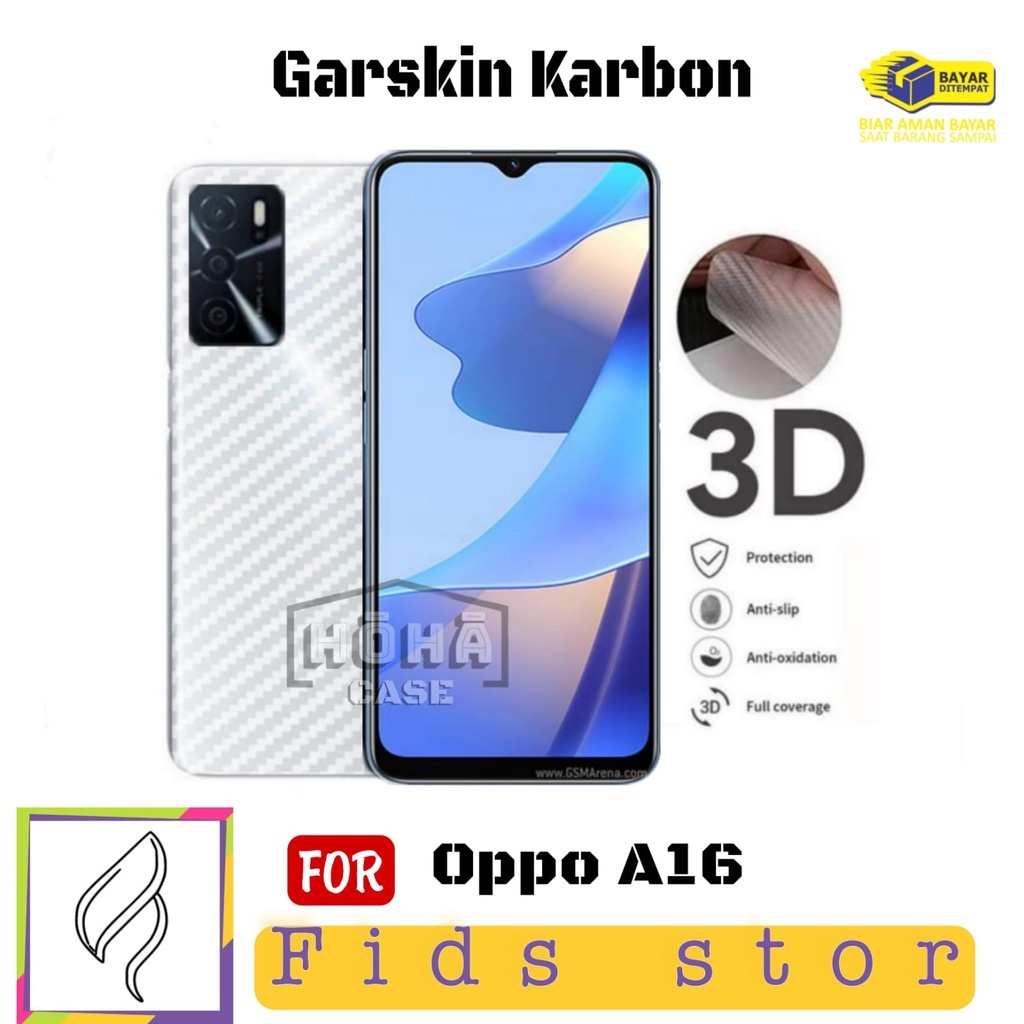 PROMO Garskin Carbon Oppo A16 Anti Gores Pelindung Belakang HP Violette Design Skin Back 3D