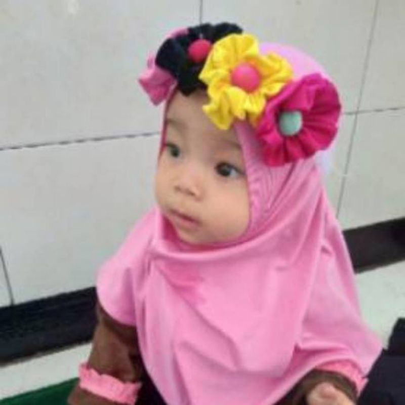 JILBAB BAYI BANDANA BUNGA