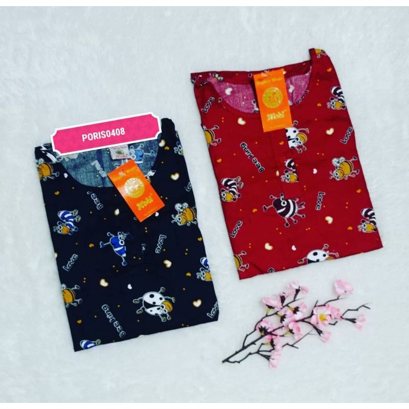 Baju Tidur HOKI Katun Wanita Celana 3/4 (king bee)