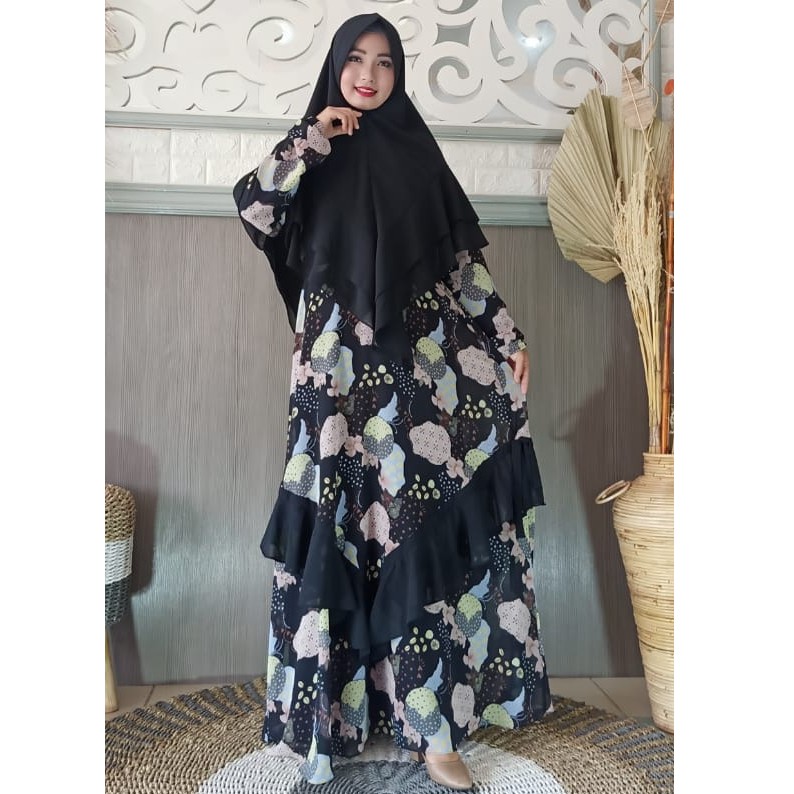 Gamis SYARI RAHAYU ceruty babydoll original laila brand original pesta modis best seller premium
