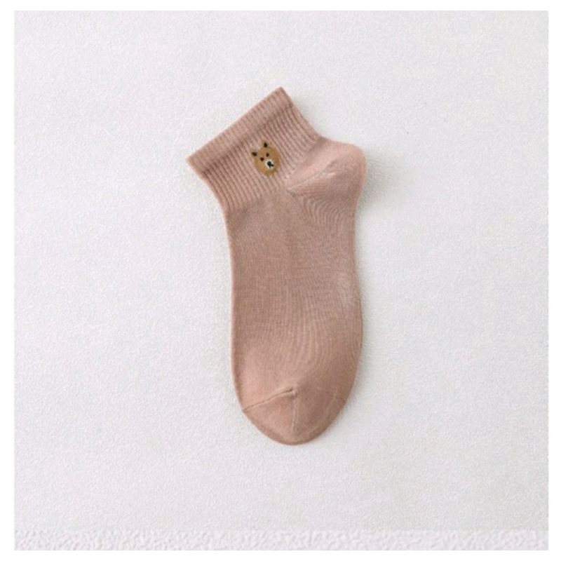 [ COD ] Kaos Kaki Wanita Motif Brown Lucu Tebal Semata Kaki Pendek Ankle Sock Women Socks / Kaos Kaki Pendek Semata Kaki Motif Hewan Beruang / Kaos Kaki Cewek Lucu / Kaoskaki Pendek Perempuan / Kaos Kaki Brown-Coklat Polos