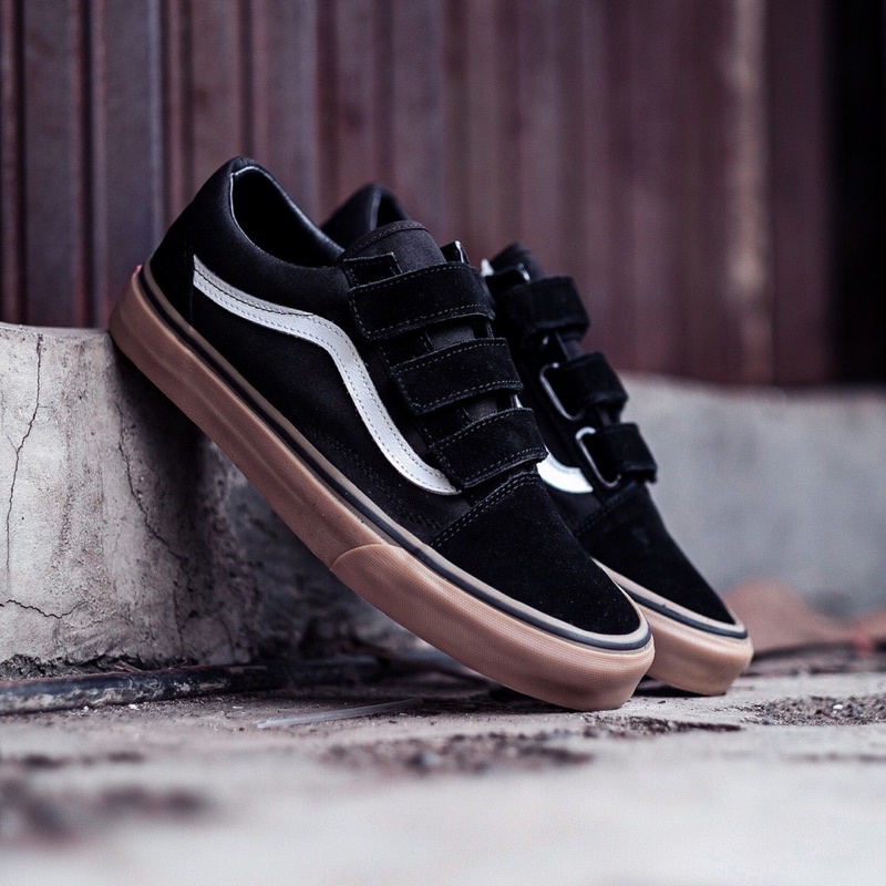 VANS OLDSKOOL VELCR0 BLACK/GUM CLASSIC ORIGINAL 100%