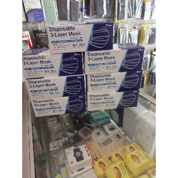 masker earloop warna biru