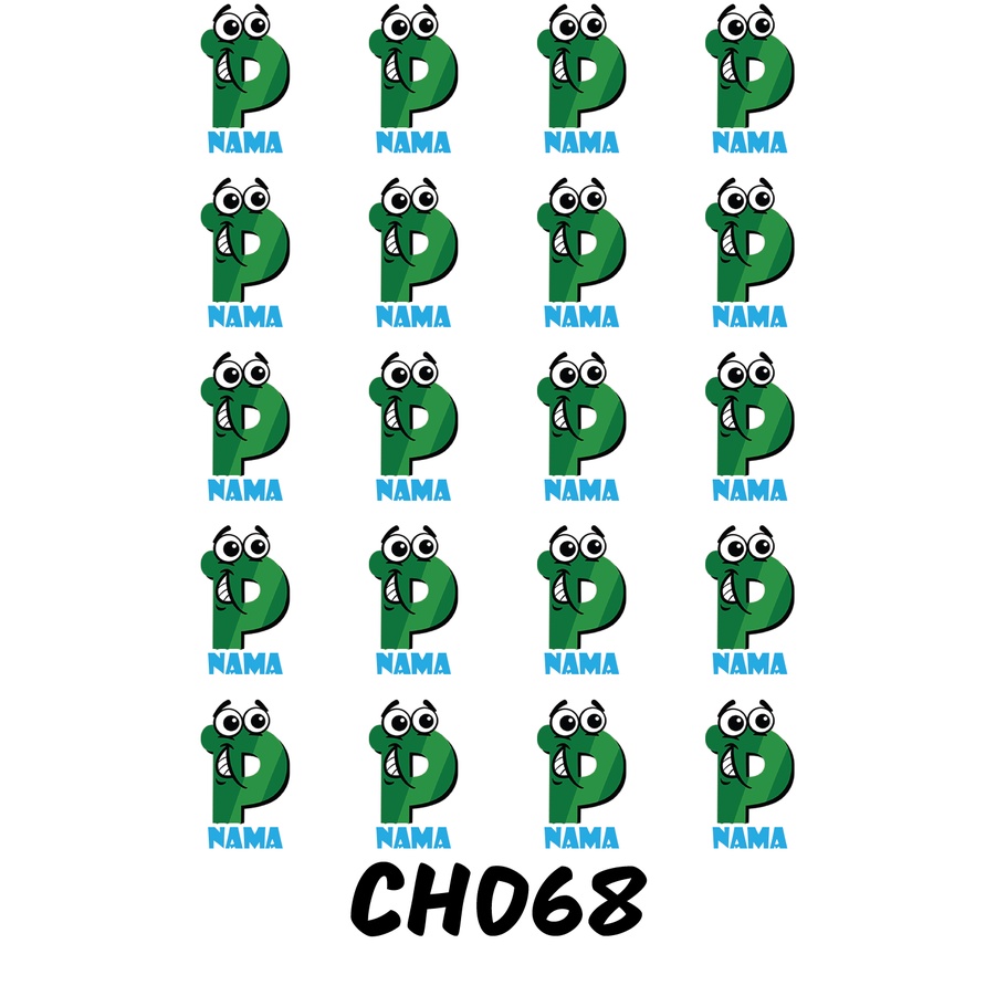 

Sticker Nama Cutting Label Waterproof Tahan Air Huruf 68 (CH068)