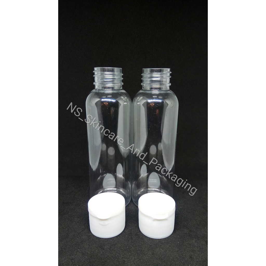 Botol fliptop 100ml / Botol PET 100 ML Natural Tutup Fliptop Putih
