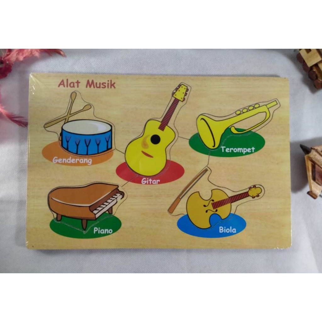 PUZZLE KAYU / MAINAN EDUKASI - PUZZLE GAMBAR ALAT MUSIK. RIENS COLLECTIONS