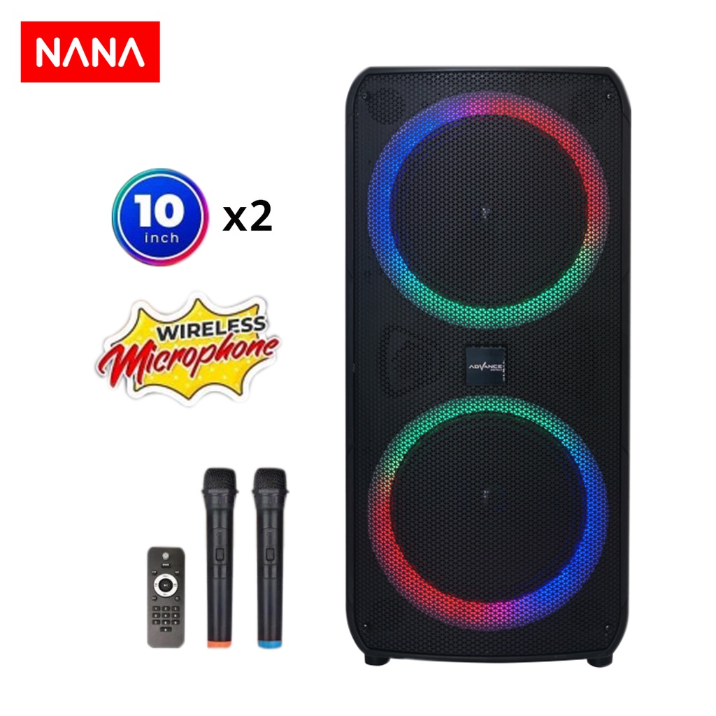 NANA - Advance 10 Inch x2 Speaker Bluetooth K1001 + 2 Pc Microphone Wireless