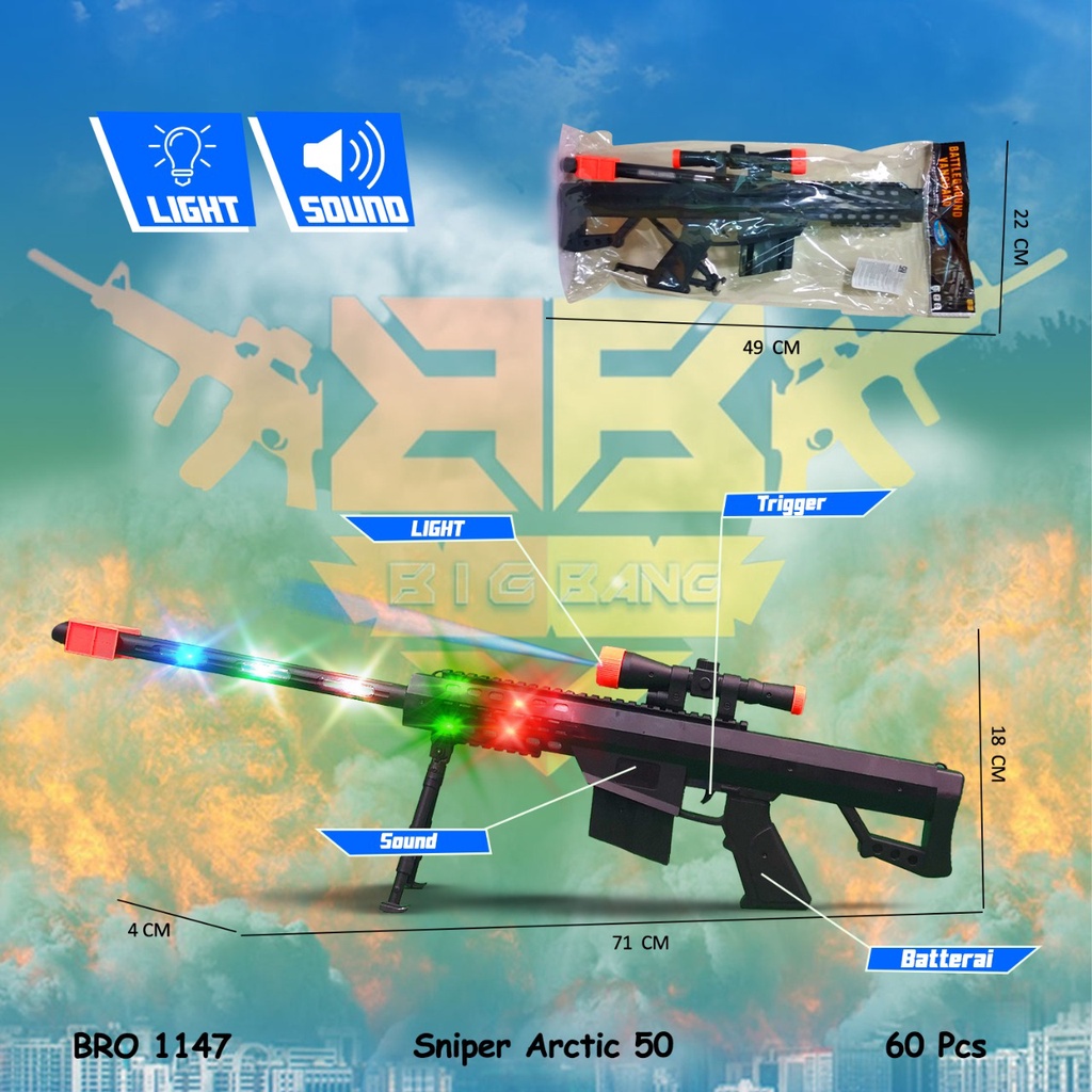 Sniper Mainan Anak Pistol Pistolan Tembak Tembakan Baterai BIGBANG BRO1147