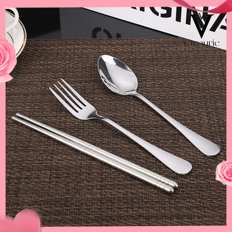 [COD]3 Pcs/set Stainless Steel Sendok Garpu Kupu-kupu Tiga Potong Set Kuning Sumpit Garpu Sendok Sendok Garpu-FA