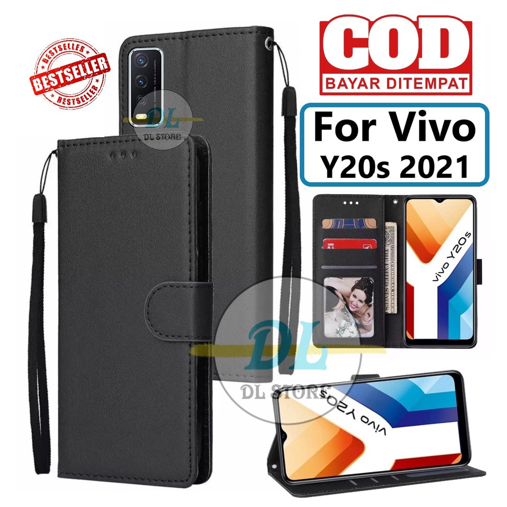 FLIP CASE UNTUK VIVO Y20s 2021 FLIP LEATHER CASE PREMIUM-FLIP WALLET CASE KULIT UNTUK VIVO Y20s 2021