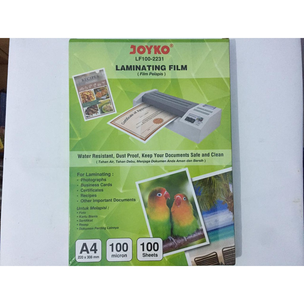 

Mika / Plastik laminating / Laminating Pouch Film JOYKO ukuran A4 / F4