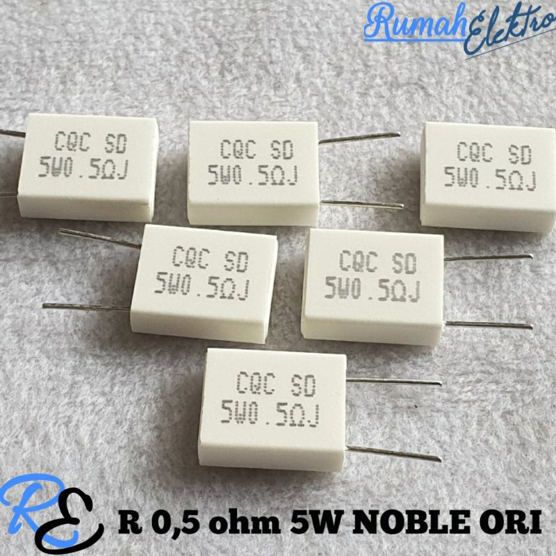 Resistor Kapur 0,5 ohm 5 Watt  Noble ORI Berkualitas Per 10 Biji