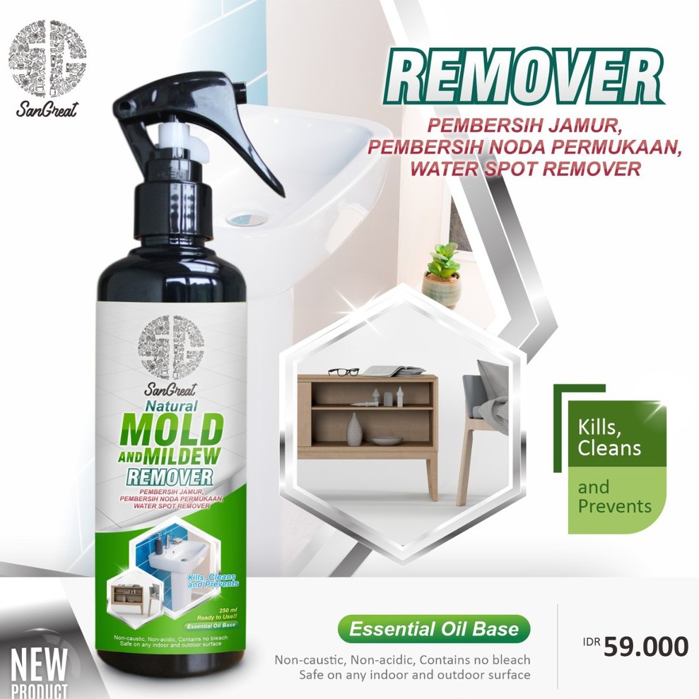 Anti jamur permukaan SanGreat Mold and Mildew Remover water spot remover 250 ml ready to use