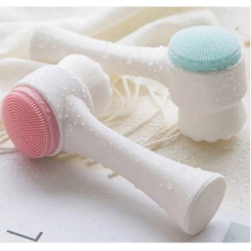 Facial Cleansing Brush 2 in 1 Alat pembersih wajah Bahan Silikon Lembut- Alat cuci muka MANUAL 10035