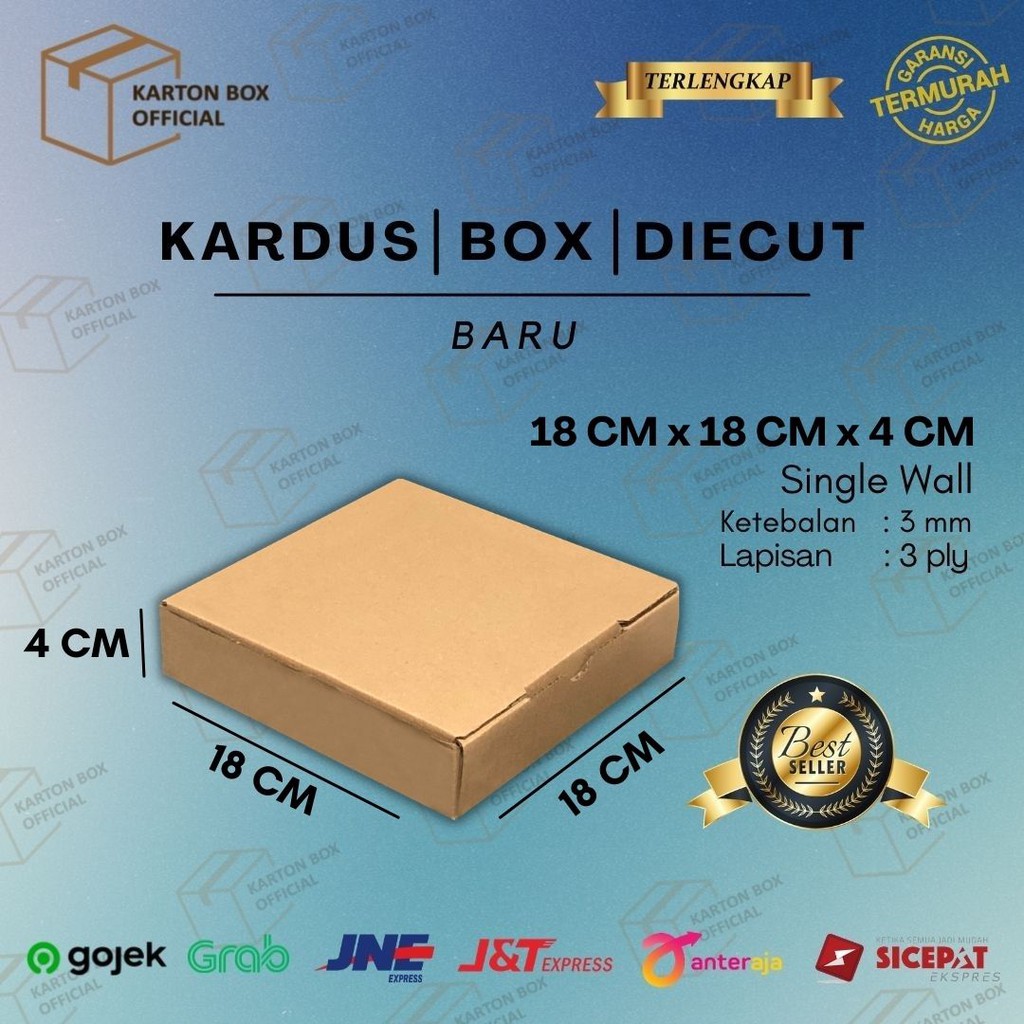 

Kardus Box Die Cut 18x18x4 CM Dus Makanan Pizza Packing Polos